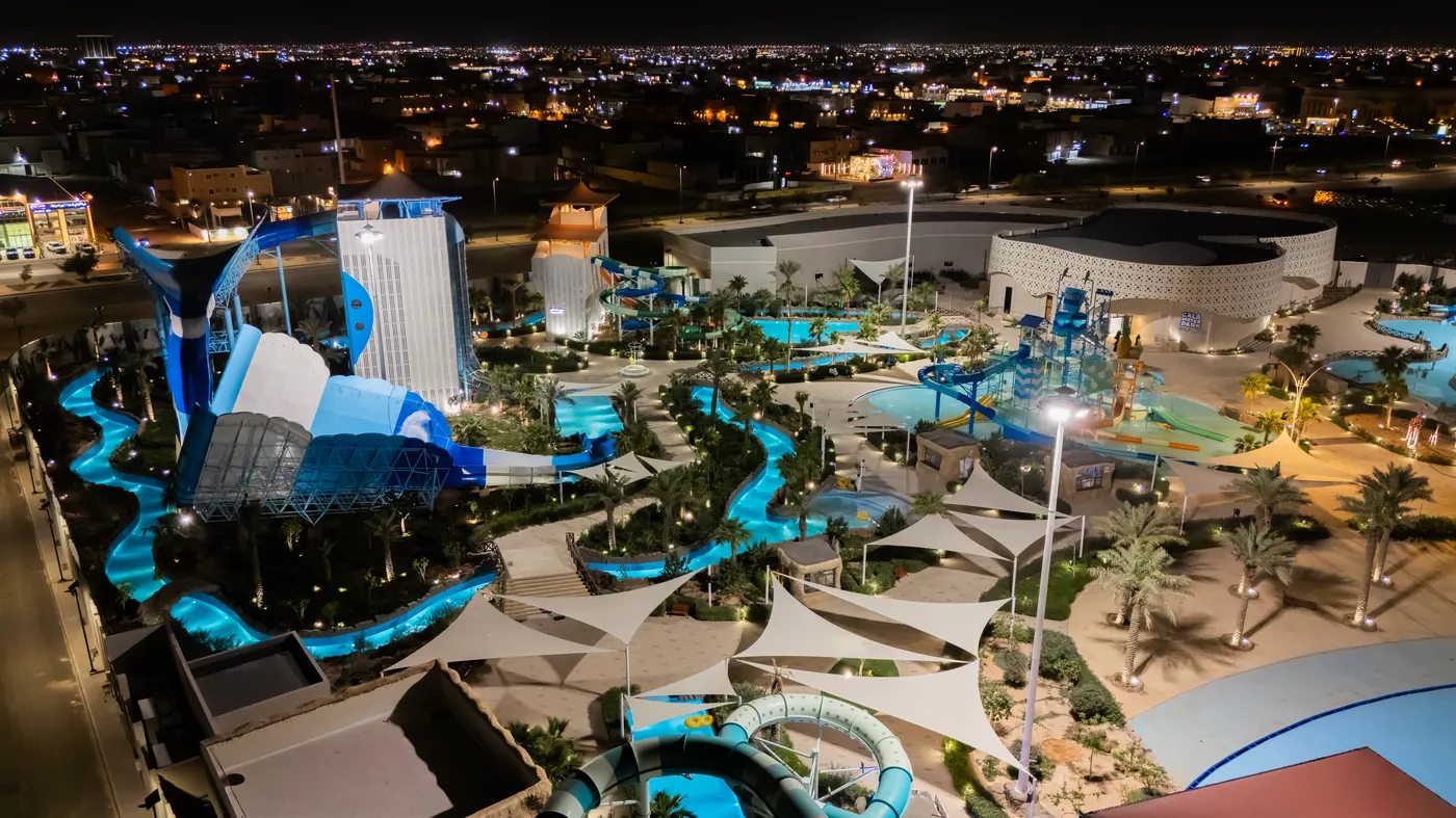 Cala Water Park lazy river at night